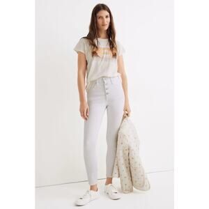 MADEWELL new 10" high rise skinny crop button front pure white denim jeans